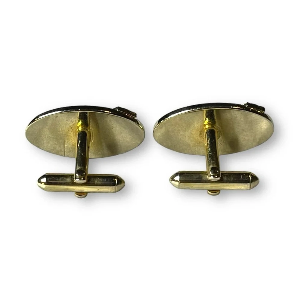 Vintage Swank Gold Tone Cufflinks Mens Mid Century Modern Locking